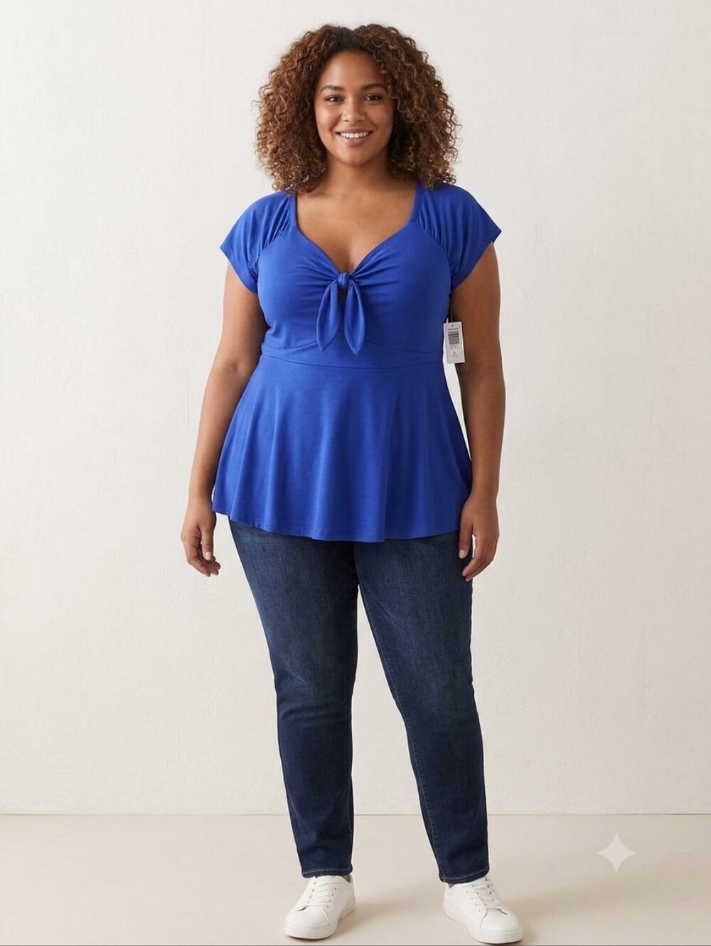 Torrid Deep V-Neck Short Sleeve Women's Top in Royal Blue